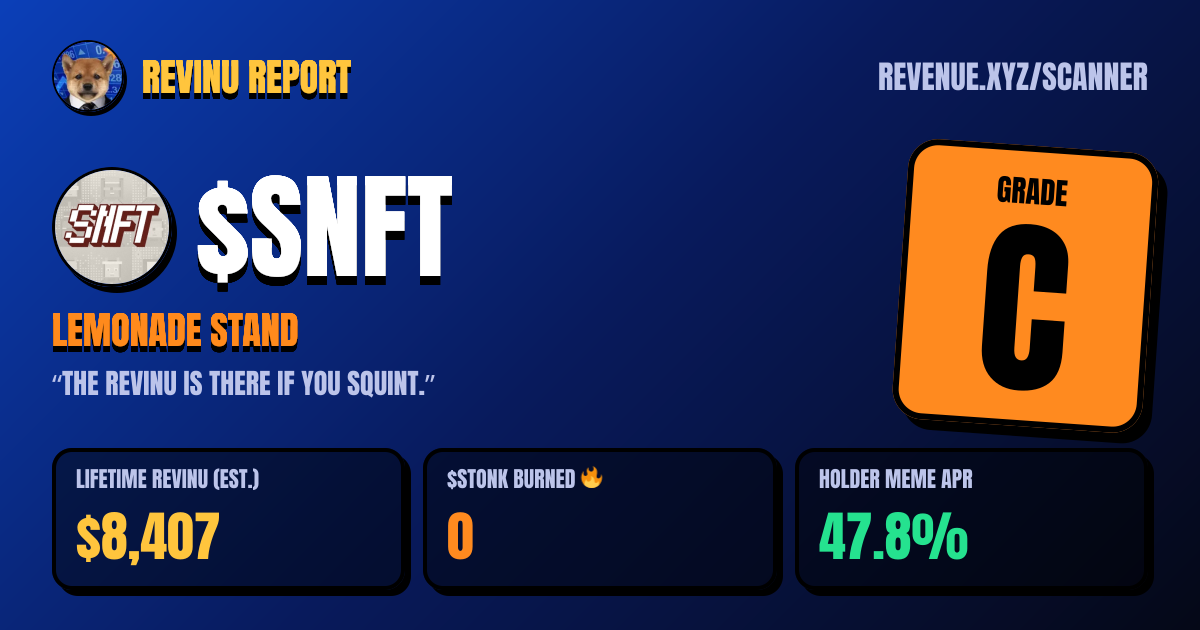 REVINU report card for $SNFT