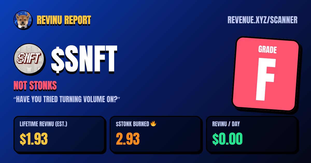 REVINU report card for $SNFT